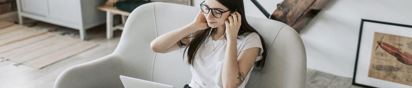 woman with headphones